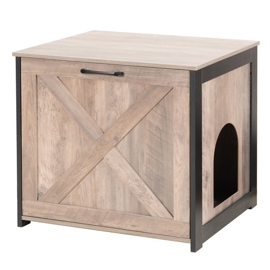 DWANTON Cat Litter Box Furniture Hidden, Cat Litter Box Enclosure, Reversible Entrance Can Be on Left or Right Side, Indoor Cat Box Cabinet, Wooden Cat Washroom, End Table, Nightstand