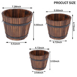 3 Pcs Rustic Wooden Barrels Planters Whiskey Barrels Bucket with Handle Flower Planter Plant Pots Boxes Container Water Wishing Well Pail Garden Backyard Primitive Planter Outdoor Indoor Home Decor WWahuayuan