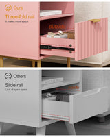 Aienvey Nightstand,Bedside Table with Gold Frame,Pink Night Stand,Bedside Furniture, Modern Side Table with Drawer and Shelf for Bedroom,Living Room (Pink, Large) Aienvey