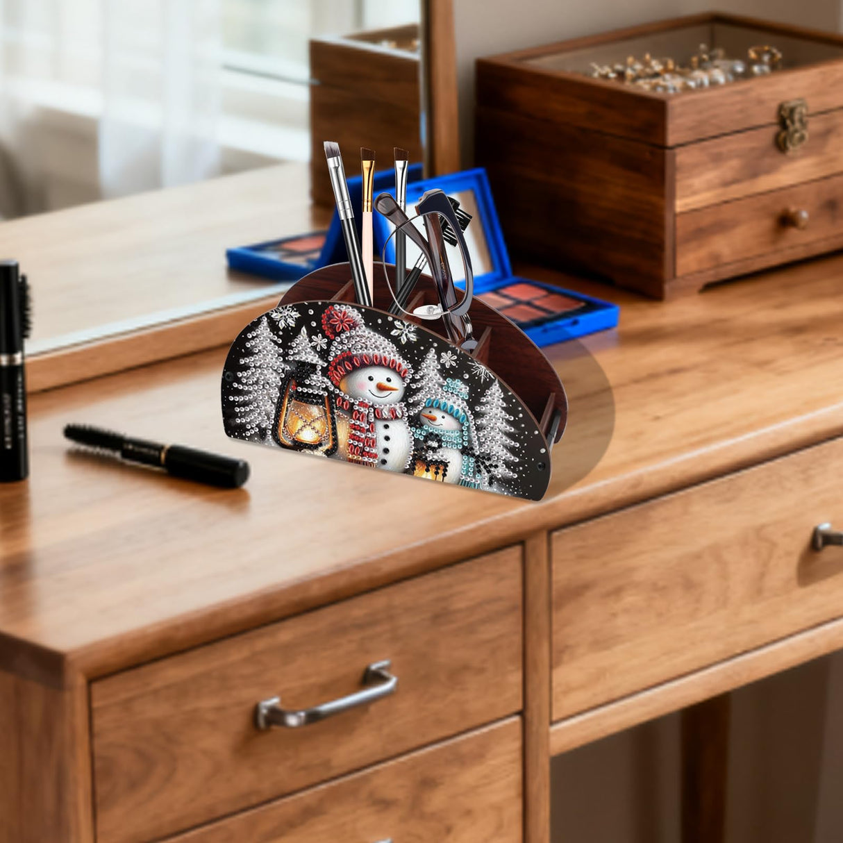 JISHSHAY Christmas Diamond Painting Remote Control Holder Snowman Diamond Art Remote Holder Xmas Gem Art Organizer Box Gem Painting Organizer Case Embroidery Mosaic Kits for Adults Storage Case JISHSHAY