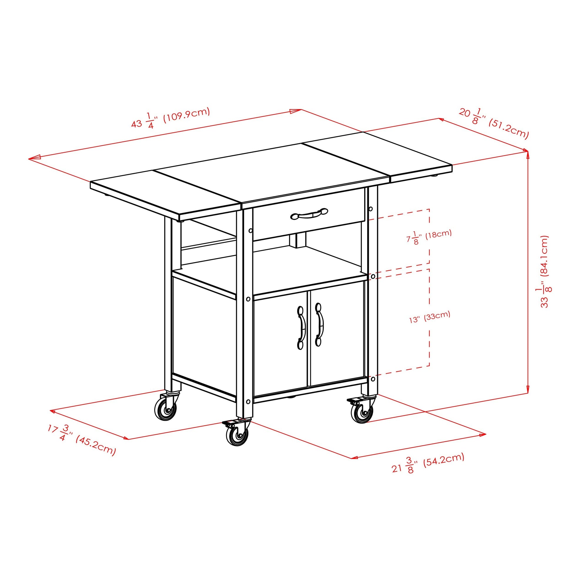 Winsome Wood Drop-Leaf Kitchen Cart - WoodArtSupply