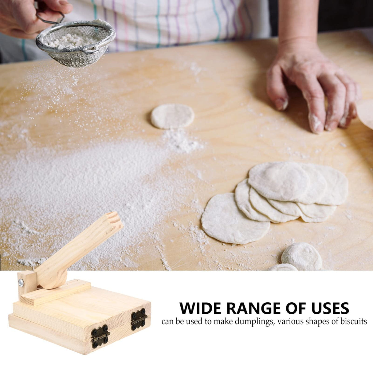 DOITOOL Wood Tortilla Press Dumpling Skin Maker Presser, Wood Dough Presser Traditional Tortilla Sope Maker, Heavy Duty Corn Tortilla Machine DOITOOL