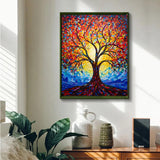 JUJUHOOD Abstract Tree Paint by Numbers Kit for Adults, Stained Glass Adult Paint by Number Kits,DIY Acrylic Paint by Number on Canvas for Home Wall Decor 16X20 Inch JUJUHOOD