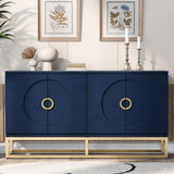 Amposei Sideboard Buffet Cabinet 59.8-Inch Wooden Credenza Console Storage Cabinet Entryway Table Cabinet with Storage & Adjustable Shelves for Living Room Entrance Kitchen, Navy Blue Amposei