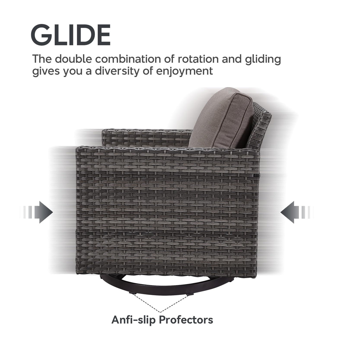 Belord Outdoor Sectional Furniture with Swivel Rocker Chair, 10 Pieces Wicker Patio Furniture Sets with Ottoman L Shaped Sofa Coffee Table Grey Cushion Belord