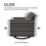 Belord Outdoor Sectional Furniture with Swivel Rocker Chair, 10 Pieces Wicker Patio Furniture Sets with Ottoman L Shaped Sofa Coffee Table Grey Cushion Belord