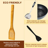 Wooden Spoons for Cooking 7-Piece, Kitchen Nonstick Bamboo Cooking Utensils Set, Durable and Healthy Bamboo Wooden Spatula Spoon for Cooking, Eisinly Eisinly