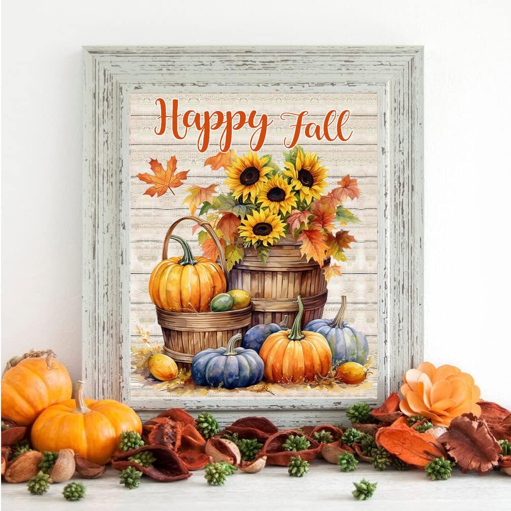 MjhRcll Fall Diamond Painting Kits for Adults,Autumn Diamond Art Kits Full Round Drill,Pumpkins and Sunflowers Picture Paint by Diamonds for Gift and Holiday Decor 12X16 Inch MjhRcll