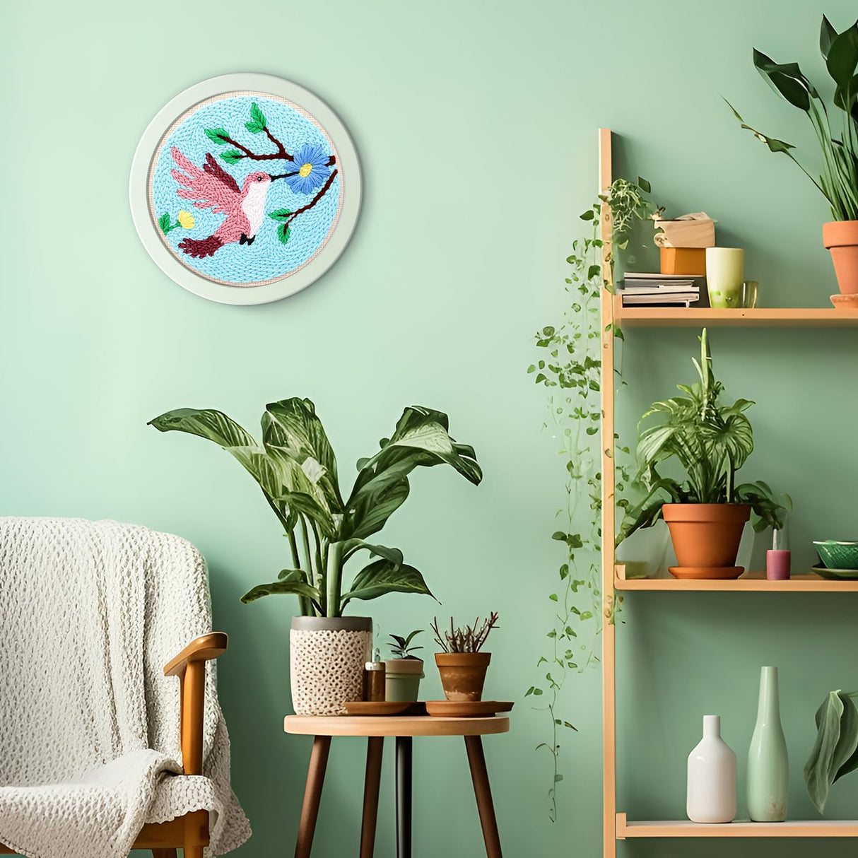 JSRQT Punch Needle Kit for Beginners, Punch Needle Starter Kit for Adult Kids with Bird Pattern, DIY Craft Cross Stitch Rug Beginners Kit, Handmade Punch Needle Embroidery Kit with Tool for Home Decor JSRQT