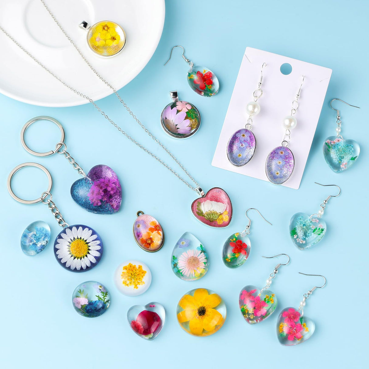 LET'S RESIN Cabochon Gems Resin Molds, 36 Cavities Thicker&Shiny UV Resin Molds Jewelry with 16 pcs Pendant Trays, Epoxy Molds for Beginner, jewelry making kits for Pendant,Earrings,Necklace,Keychains LET'S RESIN