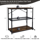 TC-HOMENY Fish Tank Stand 10,20,29,37 Gallon, Aquarium Stand with adjustable shelf,1000LB Capacity ,31" L x 16" W Metal Reptile Tank Stand, Double Storage Design Adjustable Boards, Brown TC-HOMENY