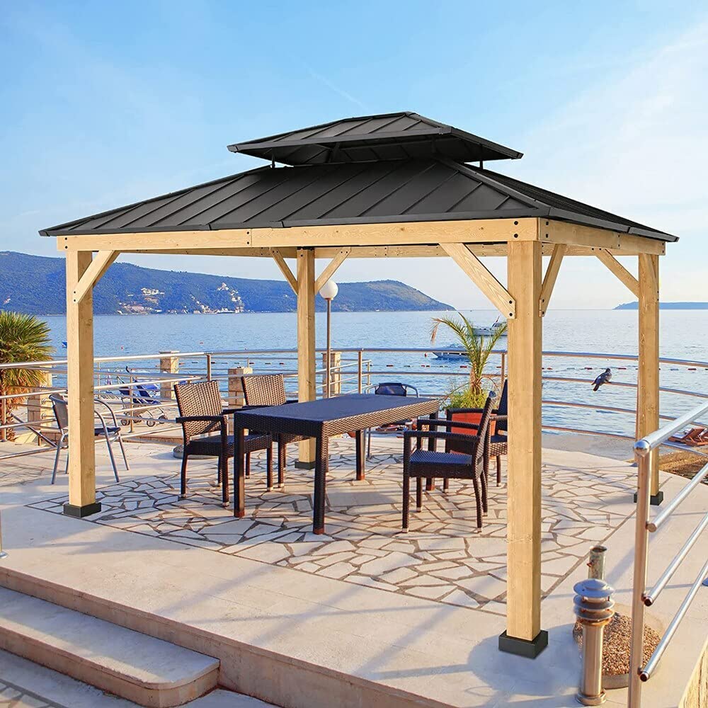 Westerly Solid Wood Gazebo Pavilion for Patio Deck Backyard (10' x 10') - WoodArtSupply