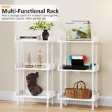 Hosfais Bookshelf Small Book Shelf - 3-Tier Wood Bookcase Industrial Bookshelf with Edge Protection Metal Standing Book Shelves Display Book Rack for Living Room Bedroom Home Office (White) Hosfais