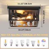Monyohame Farmhouse Rustic Deer Ceiling Light Fixtures, Vintage Metal Cage Light Perfests for Kitchen,Living Room, Bedroom, Balcony, Entryway, Hallway, Cabin(Bulbs not Included) Monyohame