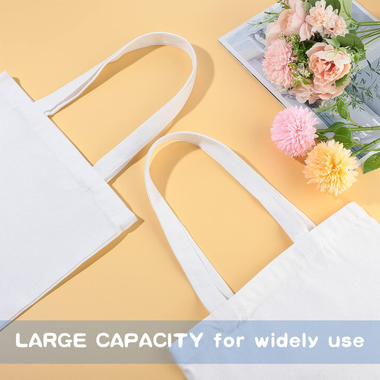 CHENGU 12 Pack Sublimation Tote Bags Blank Canvas Bag Reusable Grocery Bags 15.7x12 Inch Washable Heat Transfer Bag Bulk DIY Craft (White) CHENGU