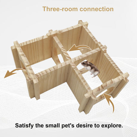 Acsist Wooden Hamster Hideout Hamster Wood House with Ladder Habitats Decor Detachable Small Animals Cage Accessories for Rat Gerbils and Other Small Pets Acsist