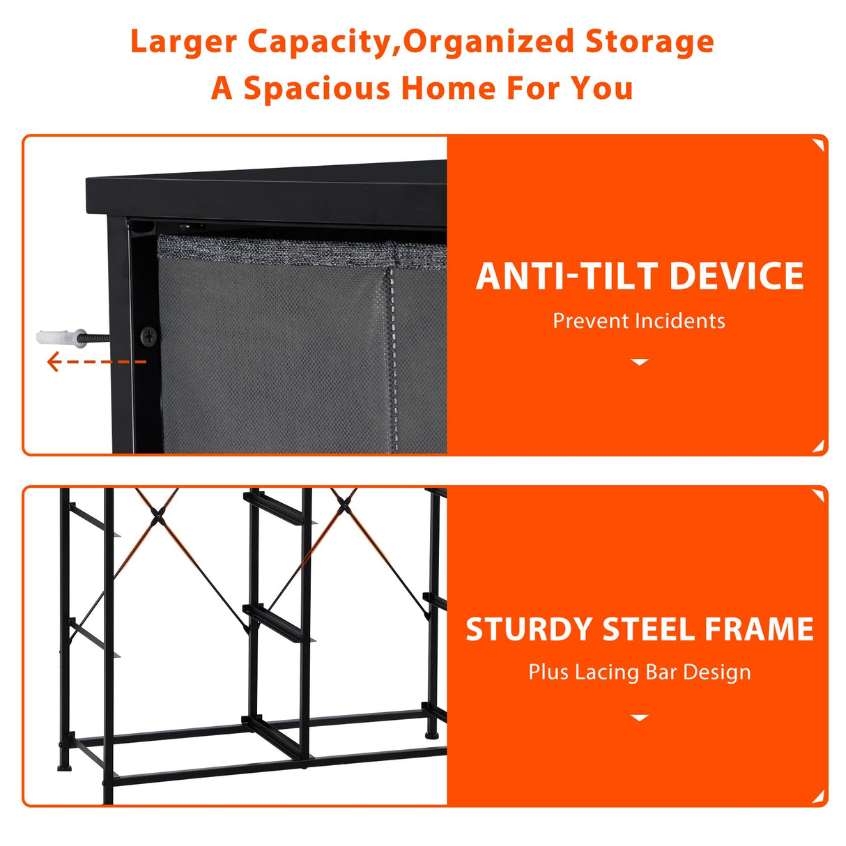 SUPER DEAL Dresser for Bedroom with 8 Drawers 38.7 inch Tall Chest of Drawers for Clothes, Storage Tower Organizer TV Stand with Removable Fabric Bins for Bedroom, Closet, Entryway, Living Room SUPER DEAL
