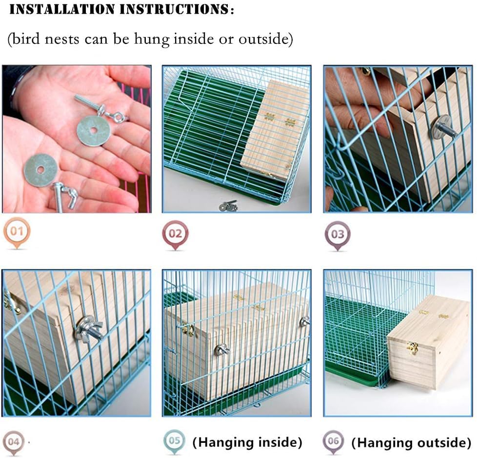 YJJKJ Pet Wood Parakeet Nest Box Bird House Breeding Nesting Bird Cage Box for Lovebirds Cockatiel Parrotlets