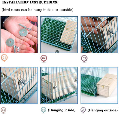 YJJKJ Pet Wood Parakeet Nest Box Bird House Breeding Nesting Bird Cage Box for Lovebirds Cockatiel Parrotlets