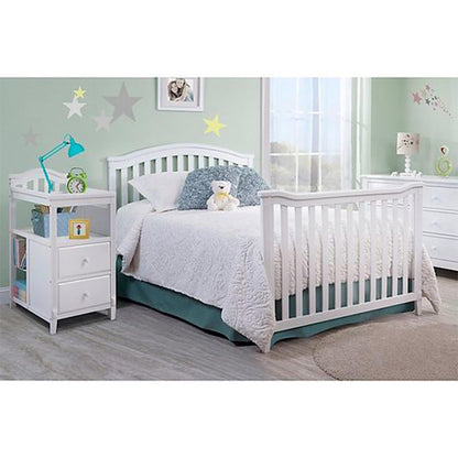 SORELLE FURNITURE Berkley Crib and Changer with Slat Panel Back Classic -in- Convertible Diaper Changing Table Non-Toxic Finish Wooden Baby Bed Toddler Childs Daybed Full-Size Nursery - White - WoodArtSupply