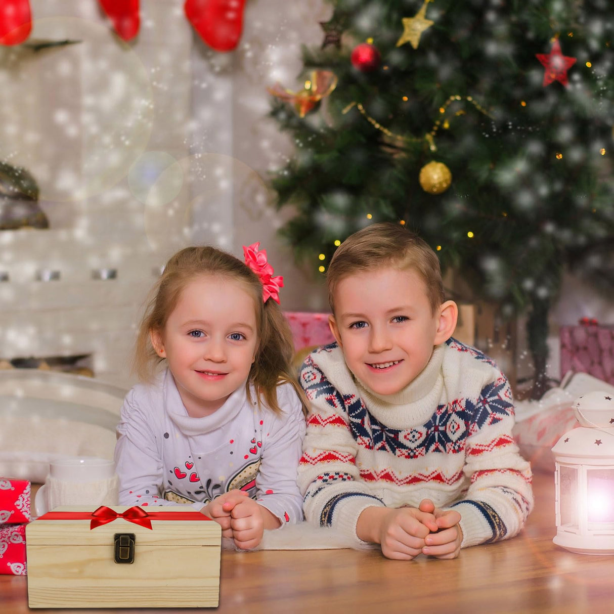 DAJAVE Unfinished Wooden Box, Wooden Storage Box with Hinged Lid, Pine Wood Box DIY Craft Stash Boxes for Arts Hobbies, DIY, Home Storage(9x9x4 Inch) DAJAVE