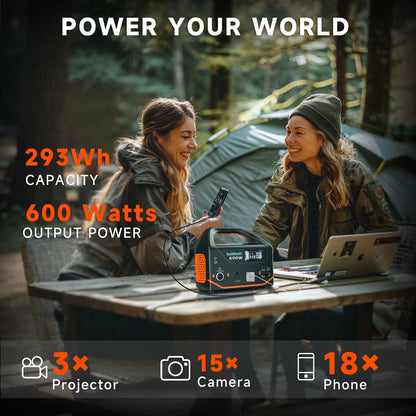 Bailibatt Portable Power Station 600W,293Wh Portable Generator for Home Use, Quiet Generator for Camping Travel Emergency CPAP Survival Backup Outdoor Apartment,100W PD & 110V Pure Sine Wave  - WoodArtSupply