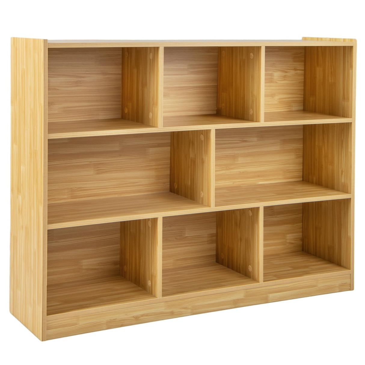 Giantex 8 Cube Bookcase, Freestanding 3-Tier Open Bookshelf, Modern Storage Display Cabinet, Wood Cube Storage Organizer for Living Room, Kid’s Room, Burlywood Giantex