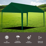 Carport Replacement Canopy, Replacement Top Cover for 10' x 20' Carport Frame, 180G PE Fabric Waterproof & UV Protected Tarp with Ball Bungees, Green (Only Top Cover, Frame is not Included) Vanteriam