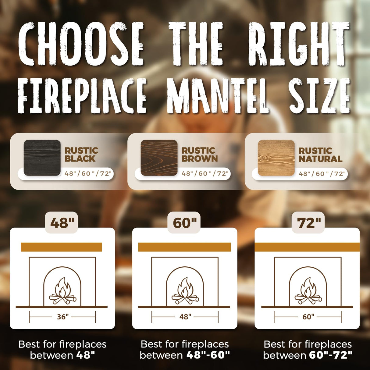 ABSWHLM 72x8x5 Fireplace Mantel - Handcrafted Hollow Rustic Solid Wood Wall Mounted Floating Shelf with Invisible Heavy Duty Wood Bracket (Weathered Black) ABSWHLM