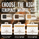 ABSWHLM 72x8x5 Fireplace Mantel - Handcrafted Hollow Rustic Solid Wood Wall Mounted Floating Shelf with Invisible Heavy Duty Wood Bracket (Weathered Black) ABSWHLM