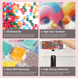 FHBUBPUP 5D Bird Diamond Painting Kits for Adults, Flowers and Birds Diamond Art Kits for Beginners - DIY Full Drill Round Diamond Dot Gem Art, Craft Gift Suitable for Home Wall Decoration 12×12Inch FHBUBPUP