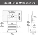 FITUEYES Rolling Floor TV Stand Mount for 40-85 Inch Large LCD/LED TVs TV Cart Heavy Duty Hold Up to 132 lbs Mobile Corner Stand with Mount for LCD/LED Flat Curved Screens with Wooden Large Storage FITUEYES