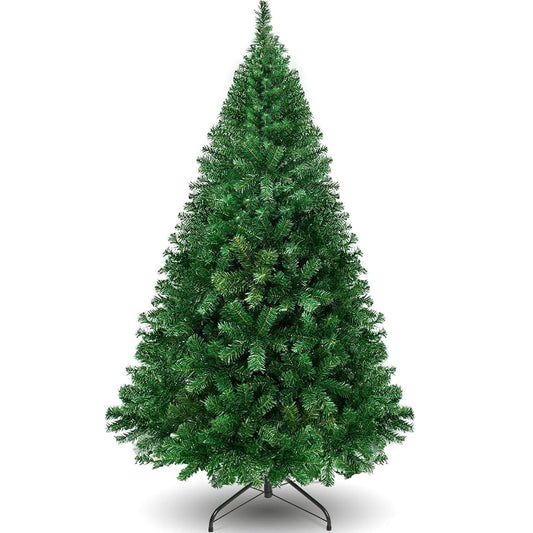 Fenbeli 6ft Christmas Tree with 1000 Branch Tips - Artificial Xmas Tree with Metal Hinges & Foldable Base for Home, Office, Party Decoration (Green, 6FT)