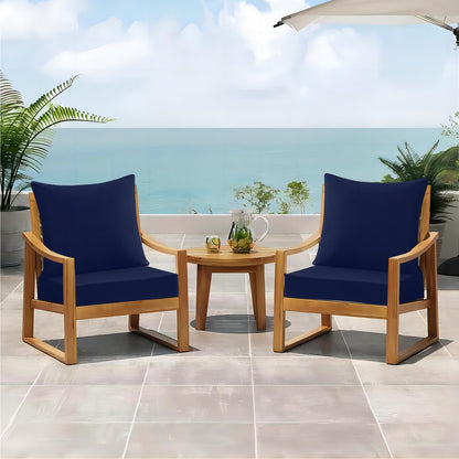 downluxe Outdoor Deep Seat Cushions Set, Waterproof Memory Foam Patio Furniture Cushions with Zipper for Outdoor Chair Sofa, 24" x 24", Navy, 2 Piece Set - WoodArtSupply