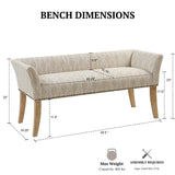 Madison Park Accent Bench for Living Room, Upholstered with Nailhead Trim, & Padded Seat Entryway Bench Small, Bedroom Furniture, End of Bed Bench with Back, 49.5" W x 19.25" D x 23" H, Taupe Multi Madison Park
