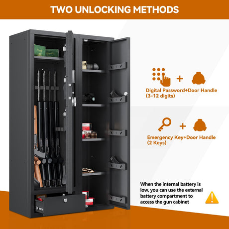 15-20 Gun Safe,Large Gun Safes for Home Rifle and Pistols,Rifle Safe,Gun Cabinets for Rifles and Shotguns,Gun Cabinets,Gun Safes & Cabinets with Drawer,3 Gun Mount,Handgun Pockets and Removable Shelf KAER