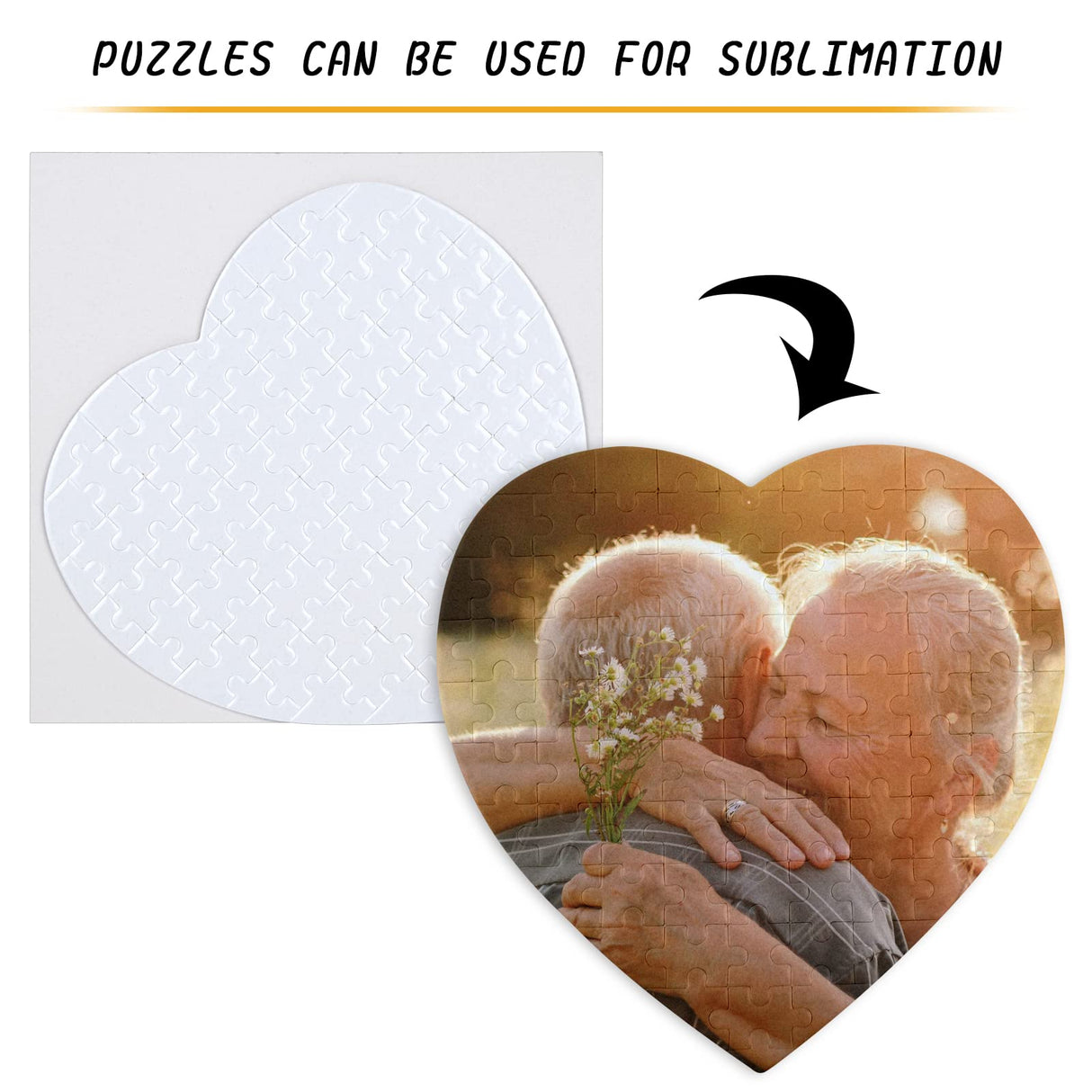 MAIKESUB Sublimation Puzzle Blanks 10 Sets Heart Shaped Sublimation Blanks Jigsaw Puzzles Heat Press DIY Puzzle Blank Custom Puzzle for Heat Transfer 83 Pieces Valentine's Day Present MAIKESUB