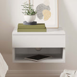 Nathan James Jackson Modern Floating Bedside Nightstand with Drawer, 1, White Nathan James