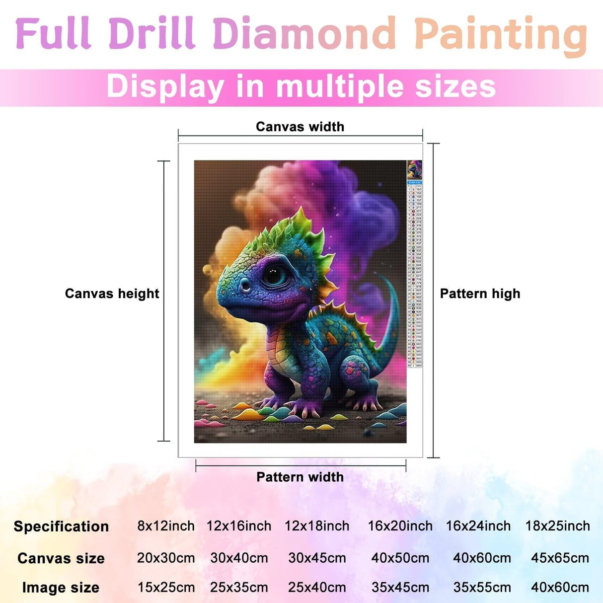 CoHraeu Diamond Painting Kits Cute Dinosaur Baby, Beautiful Diamond Painting Picture Round Drill and Full Drill Diamond Art Kits for Adult Home Wall Decoration 8x12 inch CoHraeu