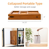 Flyjoe Luxury Teak Bathtub Tray - Foldable Bath Caddy with Expandable Handles, Wine Glass & Phone Holder, Book Stand - Enhance Home Spa Experience with Natural Material - Relaxing & Reading FLYJOE