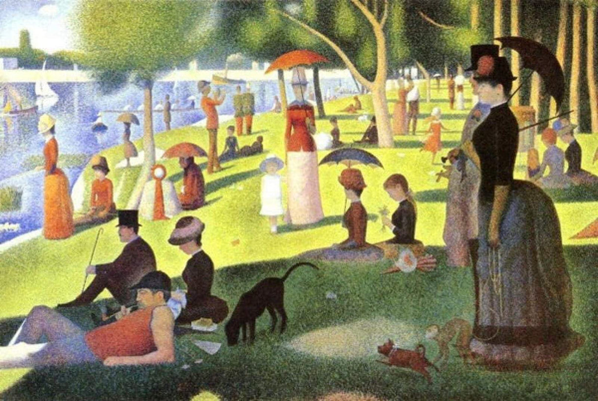5D（A Sunday Afternoon on The Island of La Grande Jatte）Georges Seurat Diamond Painting Kits for Adults Kids, Full Drill Round Crystal Rhinestone Diamond Art Craft Canvas for Home Wall Deco(12X16Inch) Red Mills
