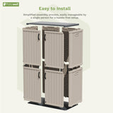 Patiowell 50 cu.ft Plastic Outdoor Storage Shed, Lockable Waterproof Resin Storage Cabinet Vertical Storage Shed for Garden Tools, Garbage Cans, Pool Supplies, Beige(Not Include Shelves) Patiowell