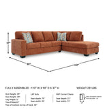 Signature Design by Ashley Aviemore Casual L-Shaped 2-Piece Sectional with Chaise for Living Room, Orange Signature Design by Ashley