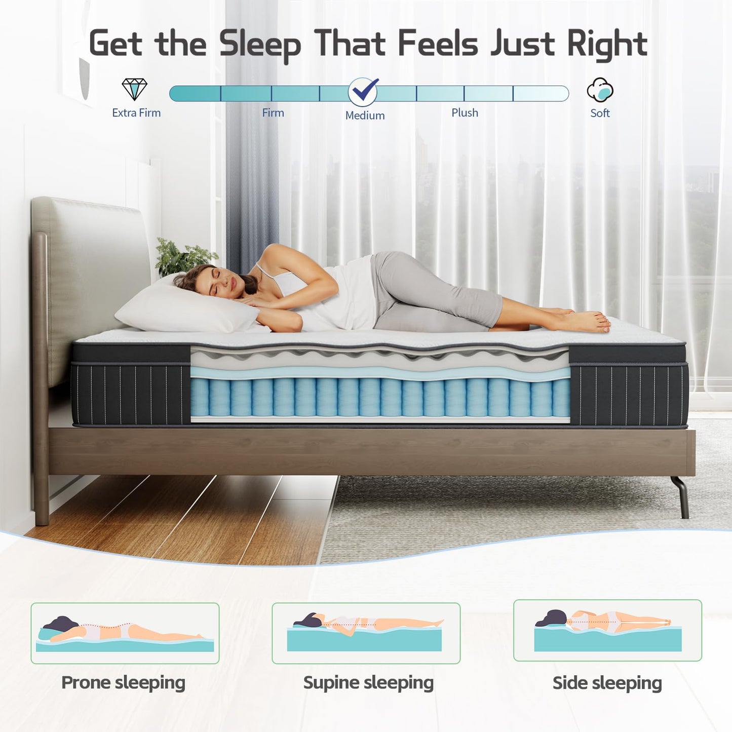 HAYOVE 12 Inch Full Mattress, Medium Hybrid Mattress with Pocketed Springs and Breathable Convoluted Foam,Full Size Mattress in a Box with Pressure Relief and Support, CertiPUR-US Certified