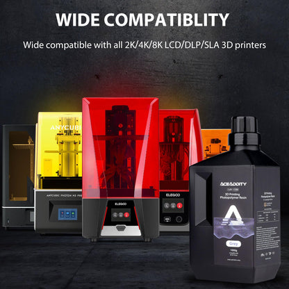 Aceaddity Standard 3D Printer Resin - 405nm Photopolymer Resin LCD/DLP UV-Curing High Precision 3D Printing Liquid Compatible with 8k 3D Printer, 1KG/Bottle (Black)