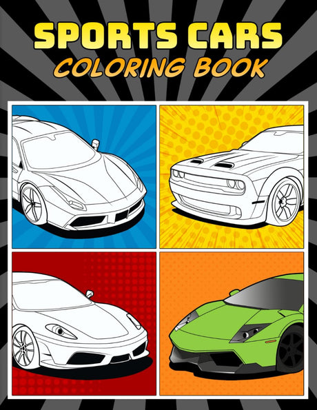 Sports Cars Coloring Book: A Collection of 45 Cool Supercars | Relaxation Coloring Pages for Kids, Adults, Boys, and Car Lovers WoodArtSupply