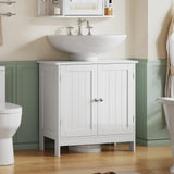 TEENFON Pedestal Sink Storage Cabinet, Under Sink Cabinet with 2 Doors & Shelf, Under Bathroom Sink Cabinet, Pedestal Sink Storage for Bathroom, White TEENFON