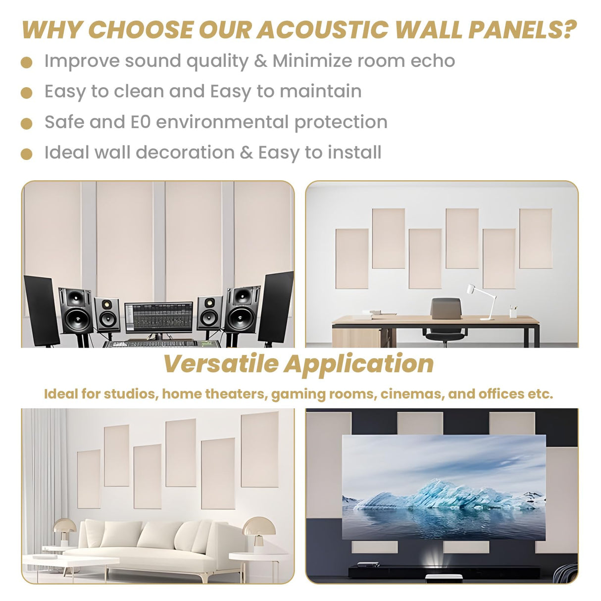 6 PCS Acoustic Panels, Large Soundproof Wall Panels, Professional Fiberglass Sound Absorbing Panels, 23.6x11.8 Inches Sound Proof Foam Panels for Walls, Studio Home Offices Lakexus