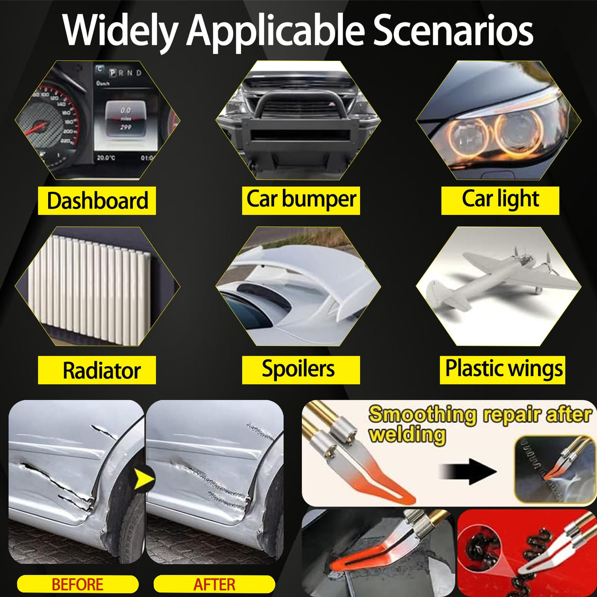 150W Upgraded Plastic Welder Kit,1000PCS Hot Stapler Welding Machine Car Bumper Repair Kit,2 in 1 Plastic Welder Soldering Gun with Weld Rods,6 Types Staples for Bumper/Kayak/Plastic Product Repairs Ghguole