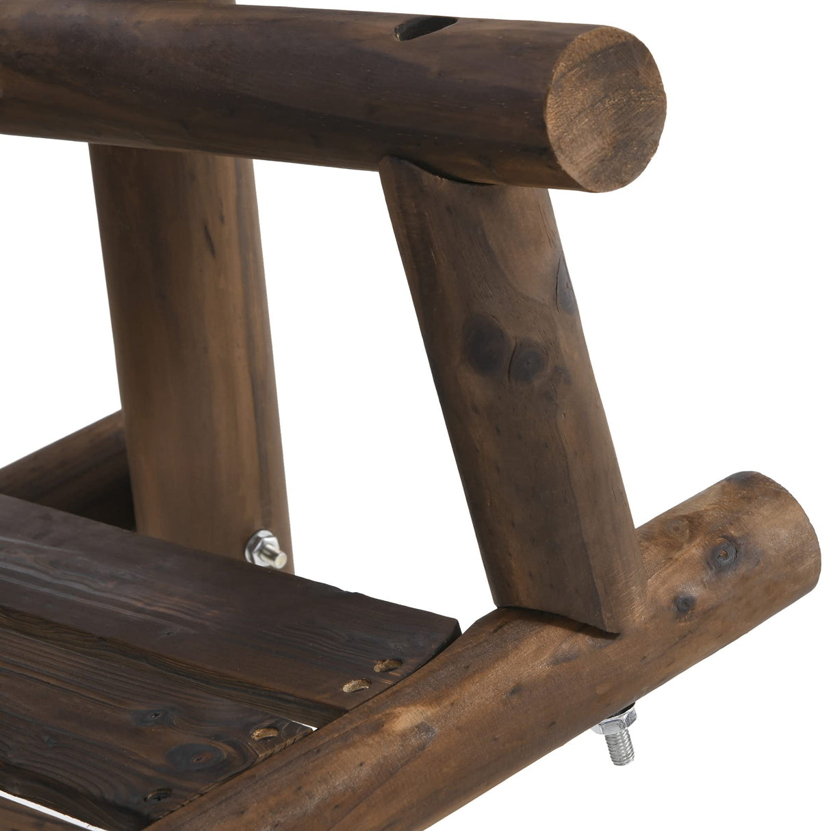 Outsunny 2-Seat Porch Swing with Stand, Wooden Patio Swing Chair Bench, for Garden, Poolside, Backyard, Carbonized Outsunny